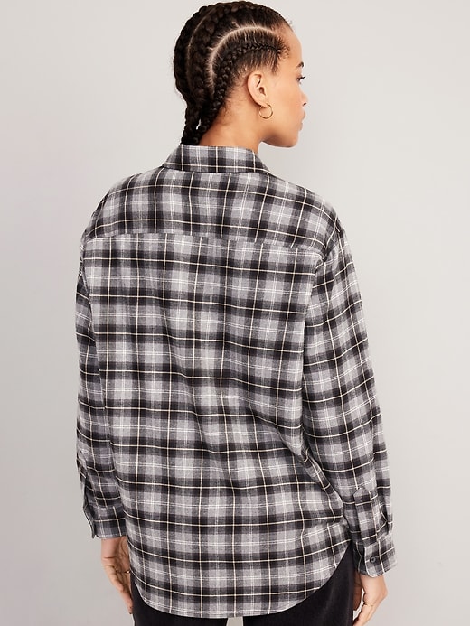 Image number 2 showing, Oversized Flannel Boyfriend Shirt for Women