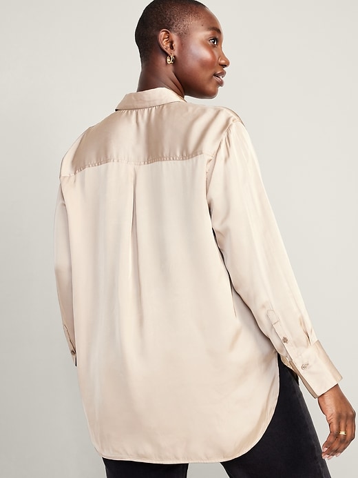 Image number 6 showing, Loose Satin Button-Down Shirt