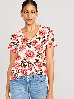 EveryWear Printed V-Neck T-Shirt for Women