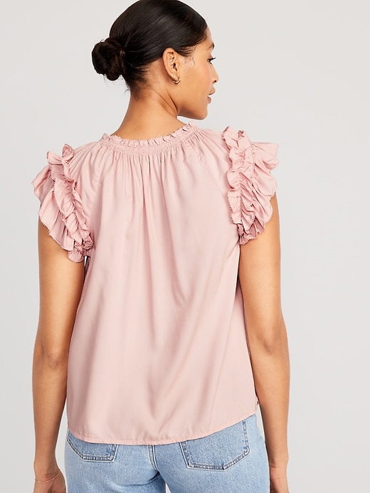 Image number 2 showing, Ruffle-Trim Smocked Top