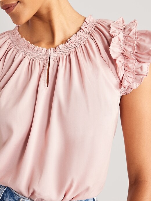 Image number 4 showing, Ruffle-Trim Smocked Top