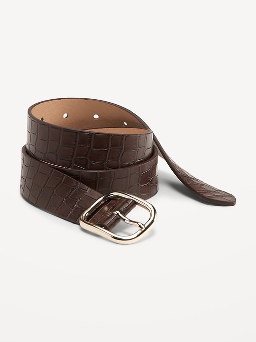 View large product image 1 of 1. Croc Embossed Belt For Women (1 1/4 Inches)
