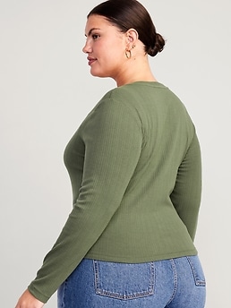 Fitted Square-Neck Rib-Knit T-Shirt | Old Navy