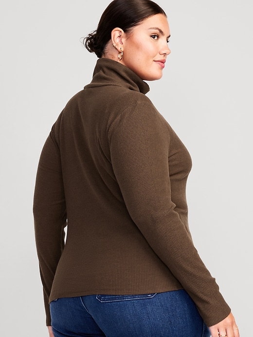 Image number 8 showing, Fitted Plush Rib-Knit Turtleneck