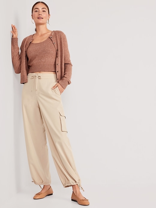 Image number 3 showing, High-Waisted StretchTech Wide-Leg Cargo Pants