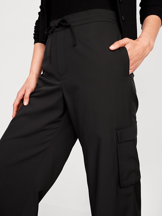 Image number 4 showing, High-Waisted StretchTech Wide-Leg Cargo Pants