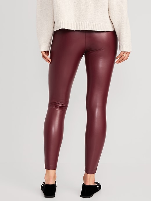 Image number 2 showing, High-Waisted Faux-Leather Leggings for Women
