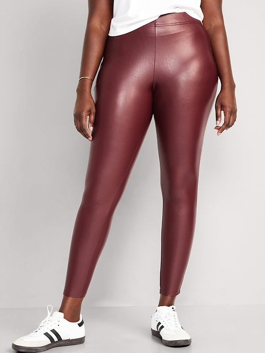 Image number 5 showing, High-Waisted Faux-Leather Leggings for Women