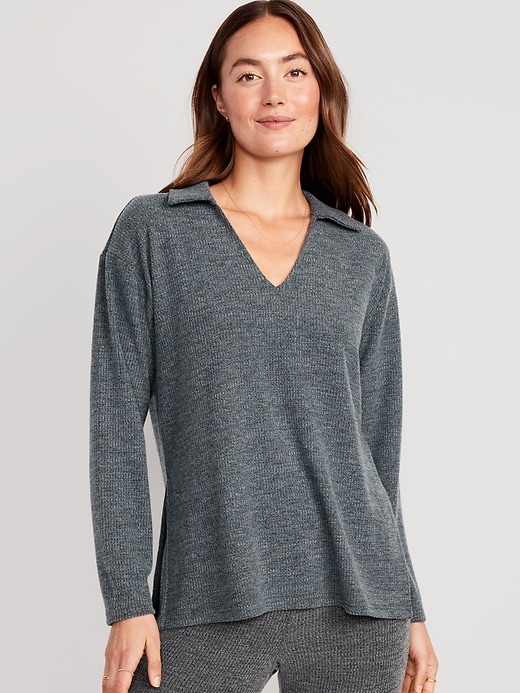 Image number 1 showing, Rib-Knit Lounge Sweater