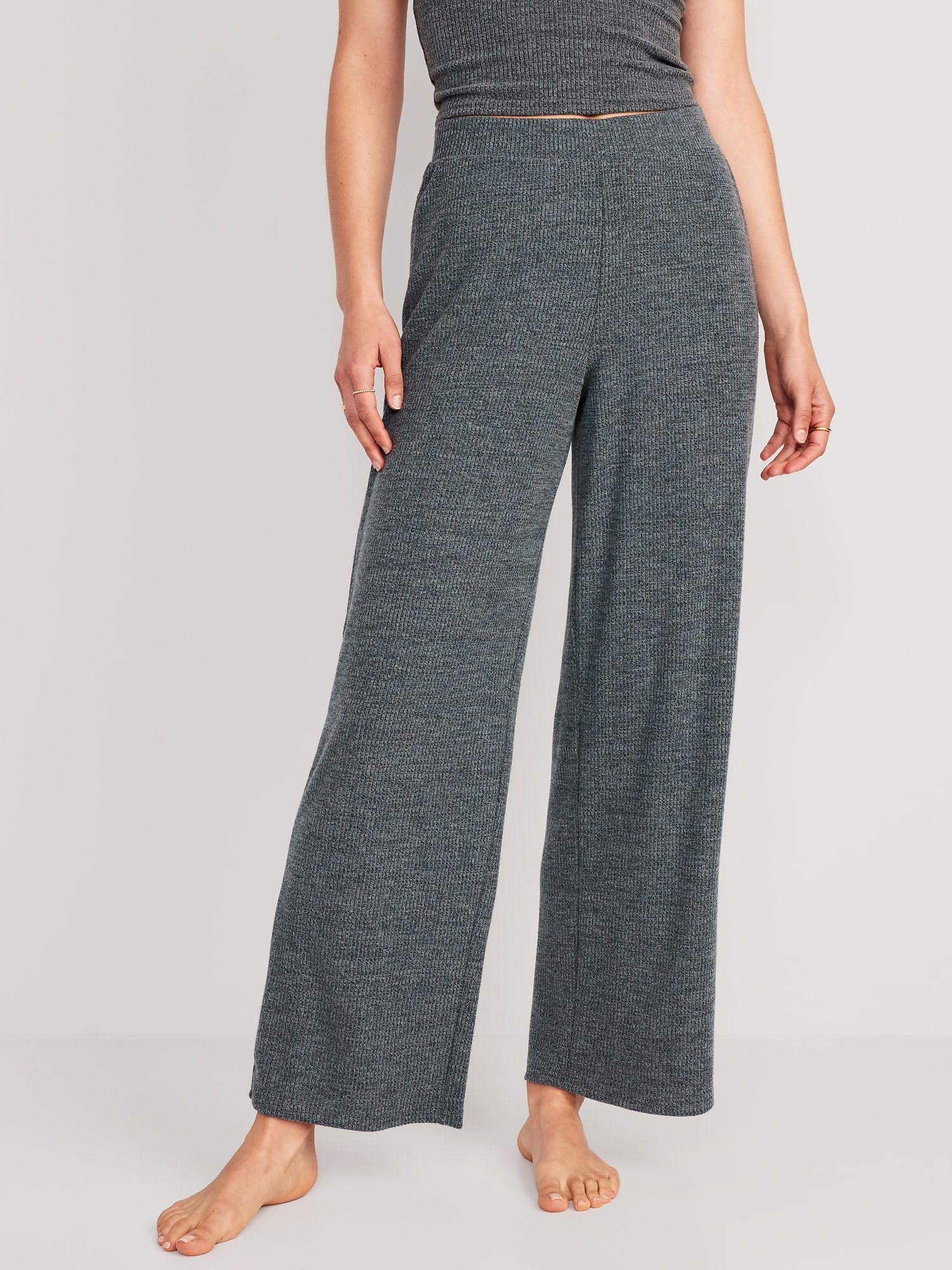 Sweater-Knit Wide-Leg Lounge Pants