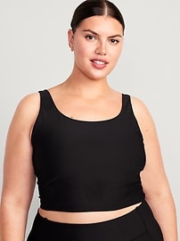 NWT Old Navy Light Support PowerSoft Longline Sports Black Bra Top