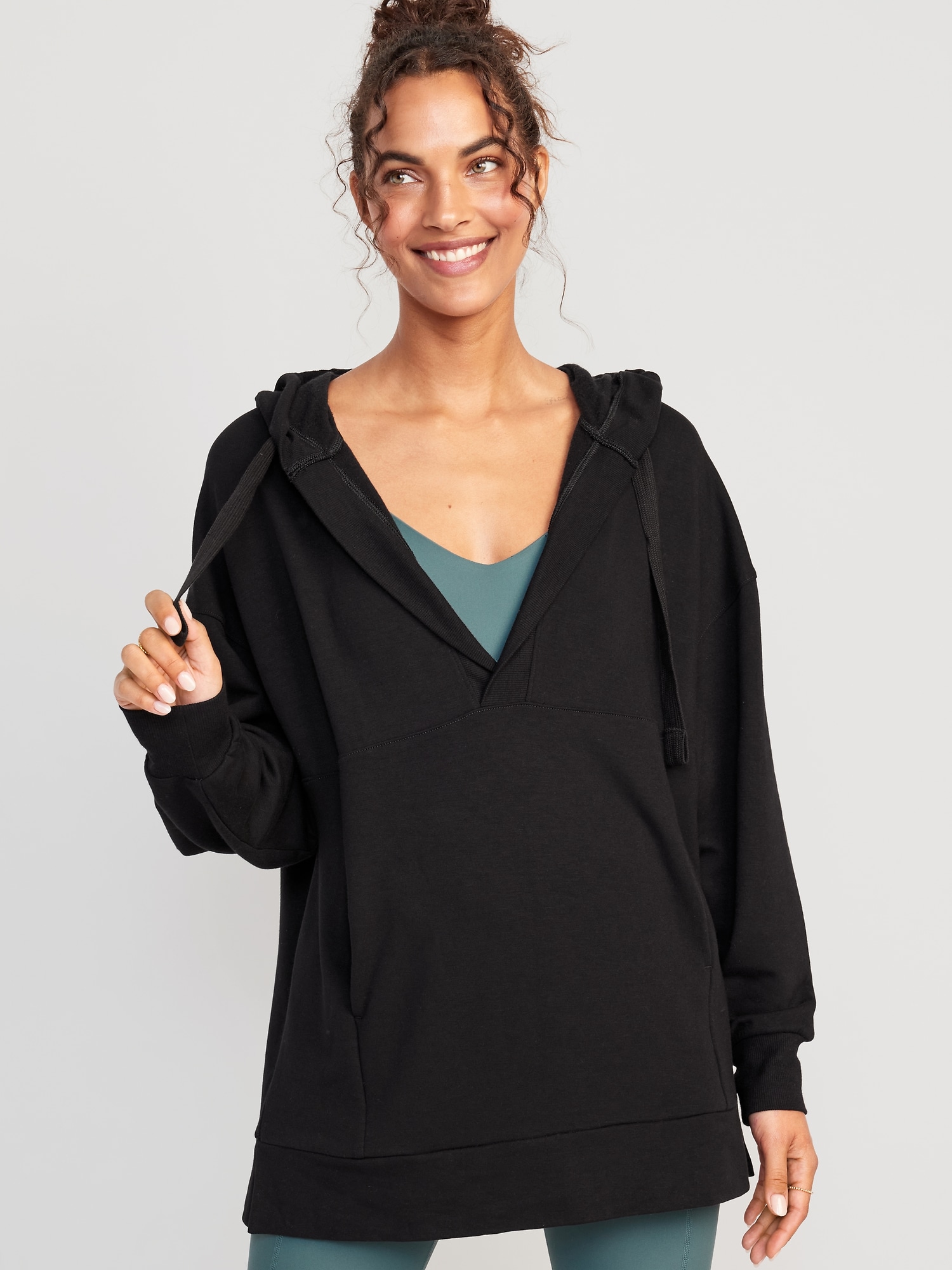 Oversized Live-In French-Terry Hoodie for Tunic Women Old Navy 