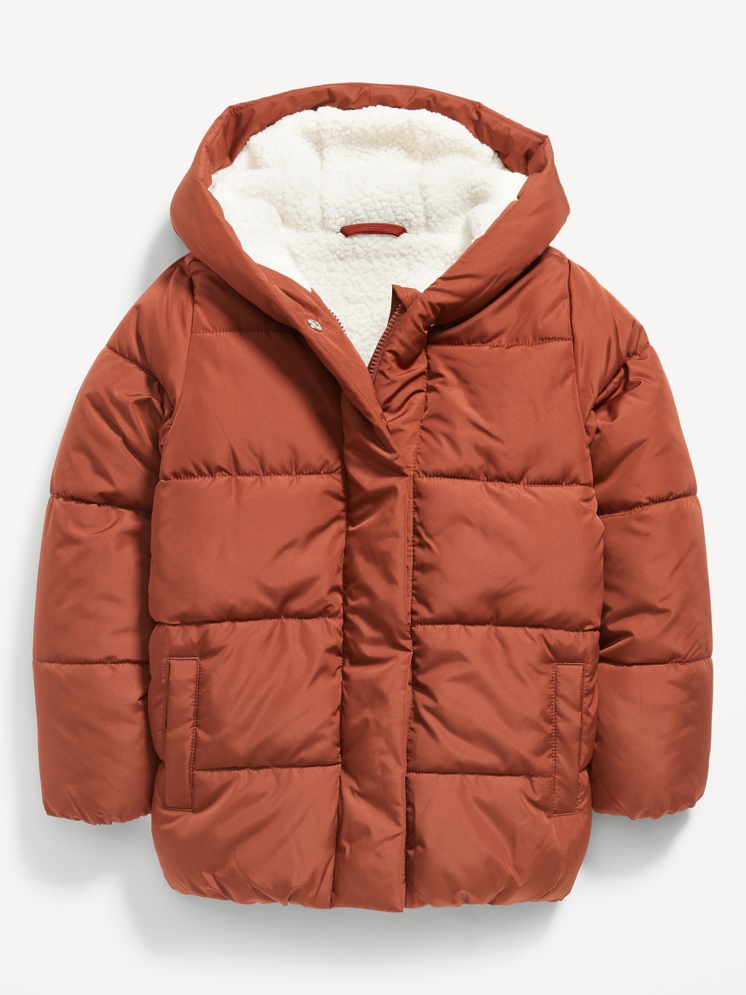 Cocoon Sherpa-Lined Hooded Puffer Jacket for Girls
