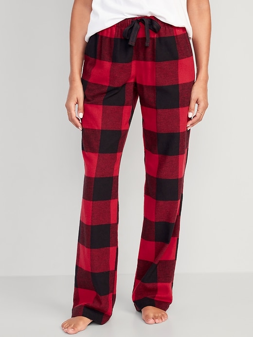 Image number 1 showing, Mid-Rise Flannel Pajama Pants