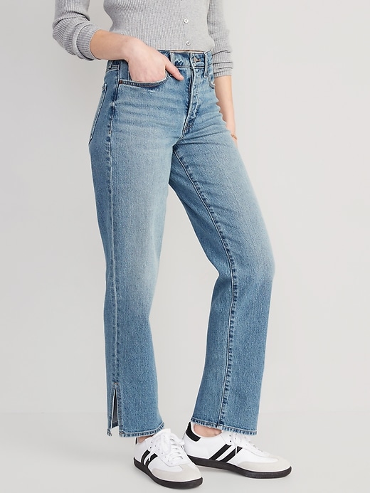 Image number 1 showing, High-Waisted OG Loose Side-Slit Jeans