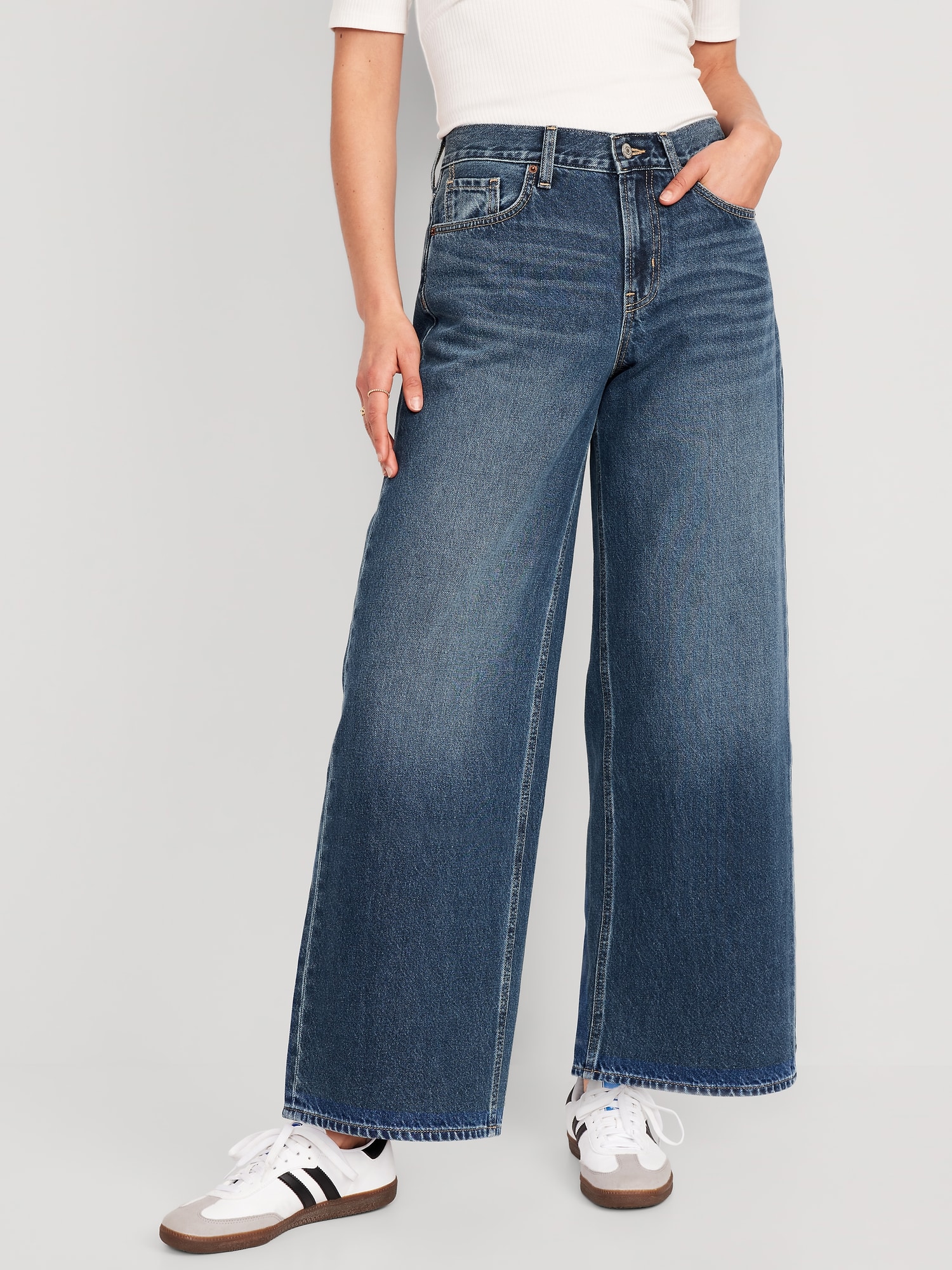 Mid-Rise Baggy Wide Leg Jeans for Women | Old Navy
