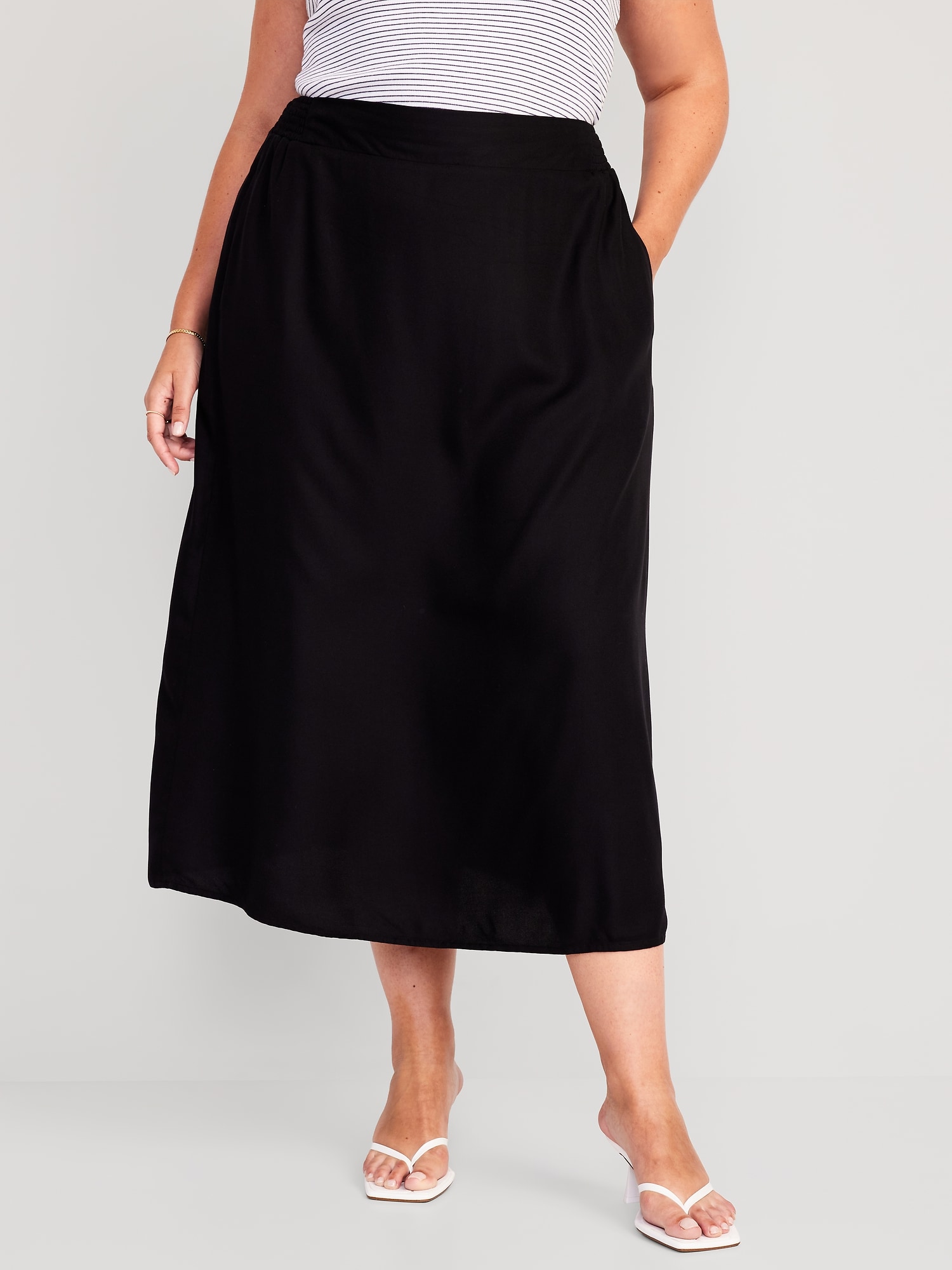 High-Waisted Smocked Crepe Maxi Skirt | Old Navy