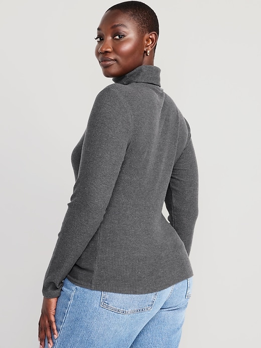 Image number 6 showing, Fitted Plush Rib-Knit Turtleneck