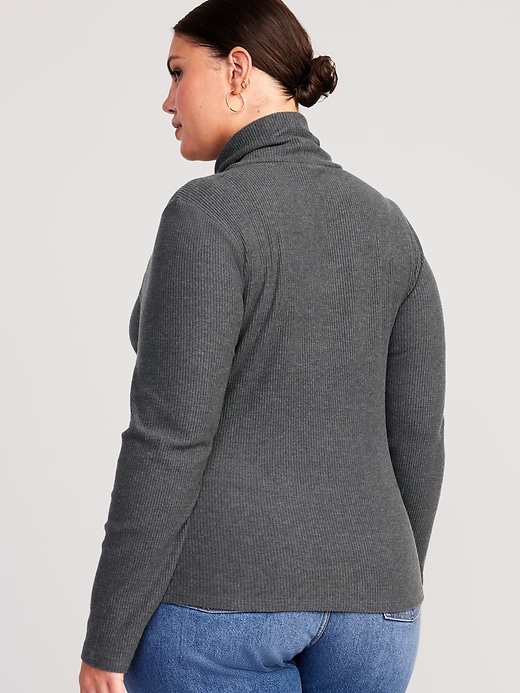 Image number 8 showing, Fitted Plush Rib-Knit Turtleneck