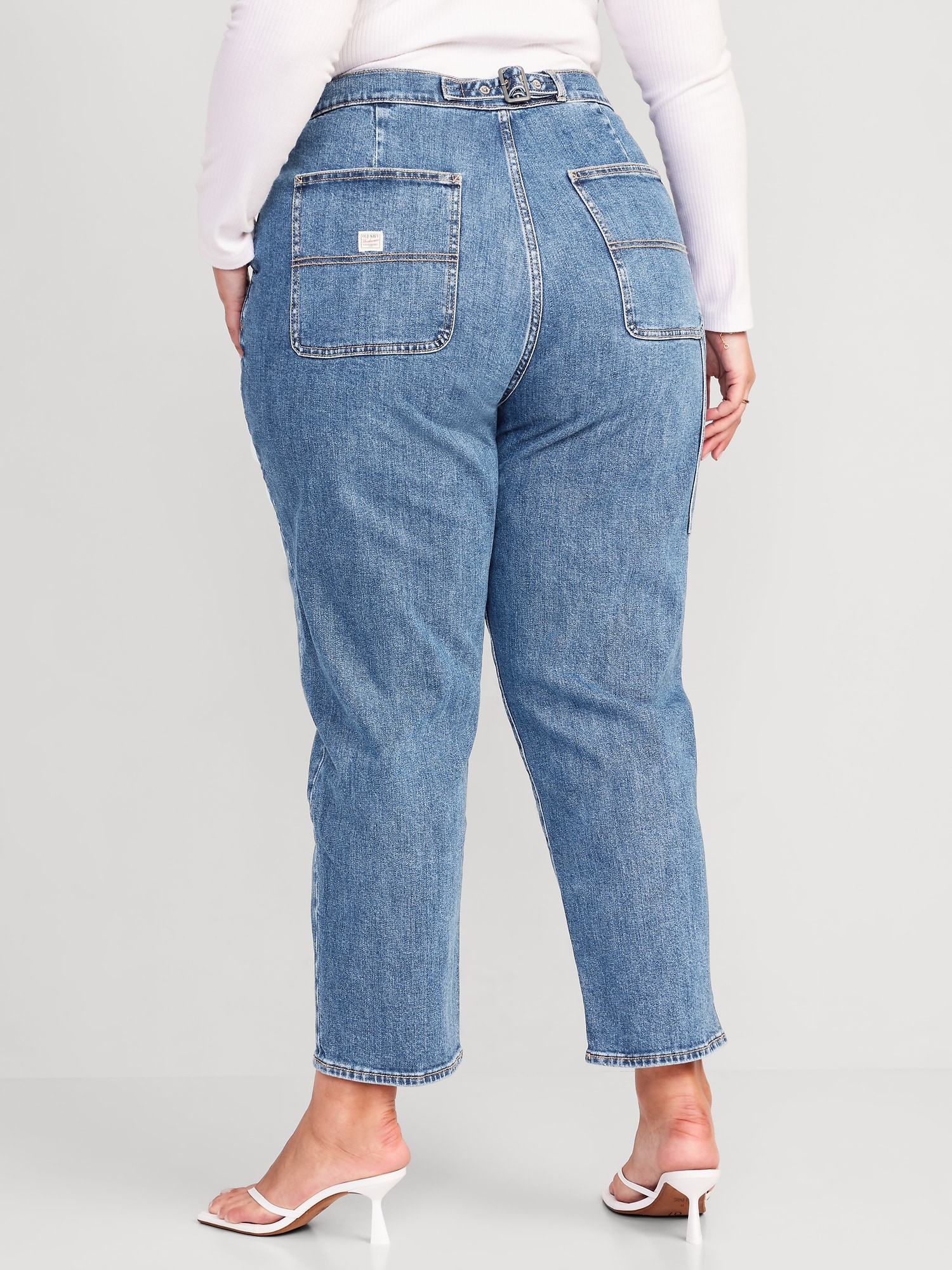Curvy Extra High-Waisted Sky-Hi Straight Workwear Jeans for Women | Old ...
