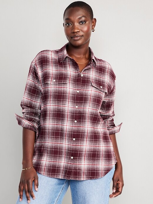 Image number 5 showing, Loose Flannel Boyfriend Shirt