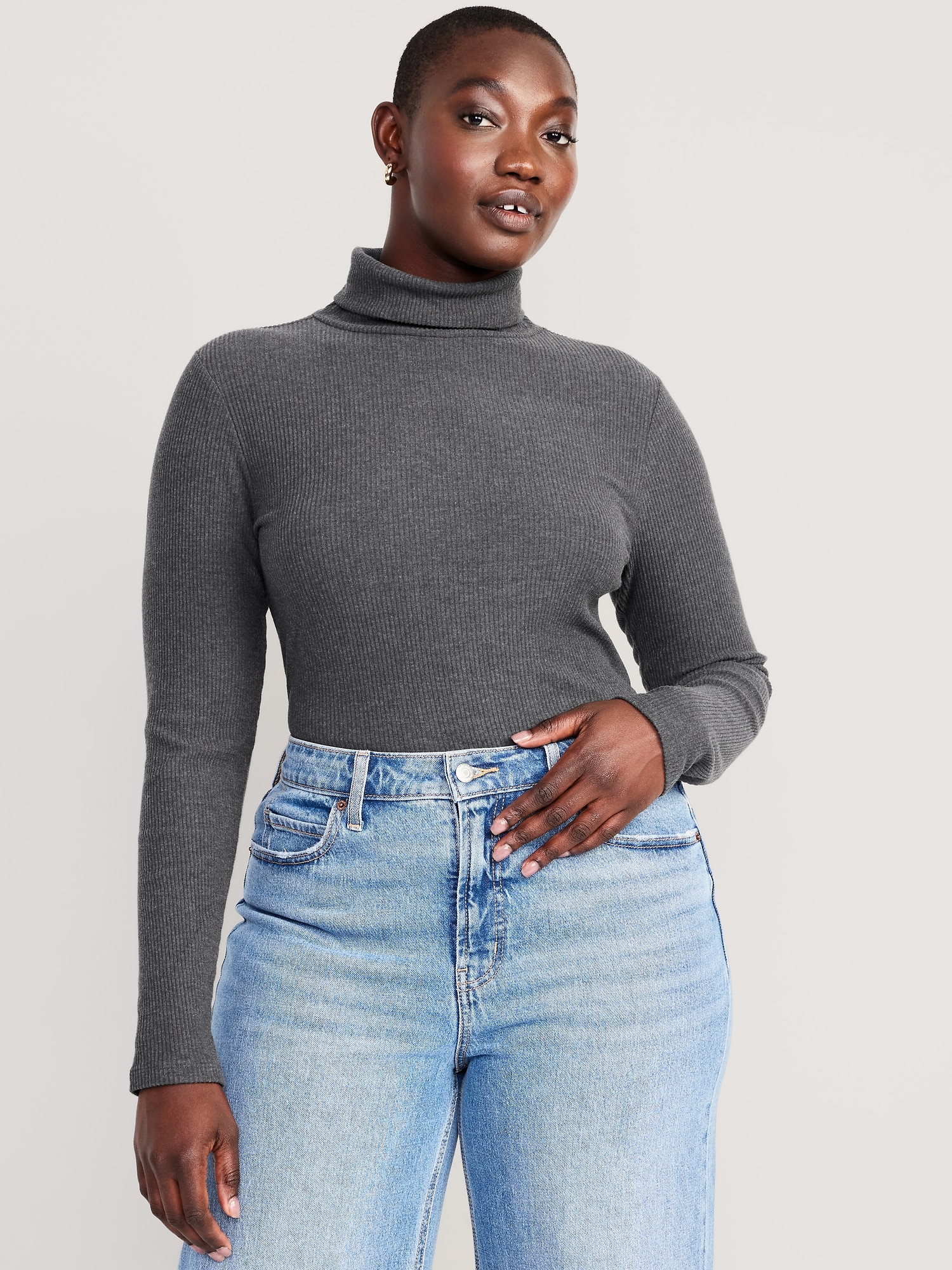 Fitted Plush Rib-Knit Turtleneck for Women | Old Navy