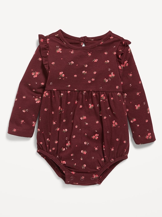 View large product image 1 of 2. Printed Long-Sleeve Jersey One-Piece Romper for Baby