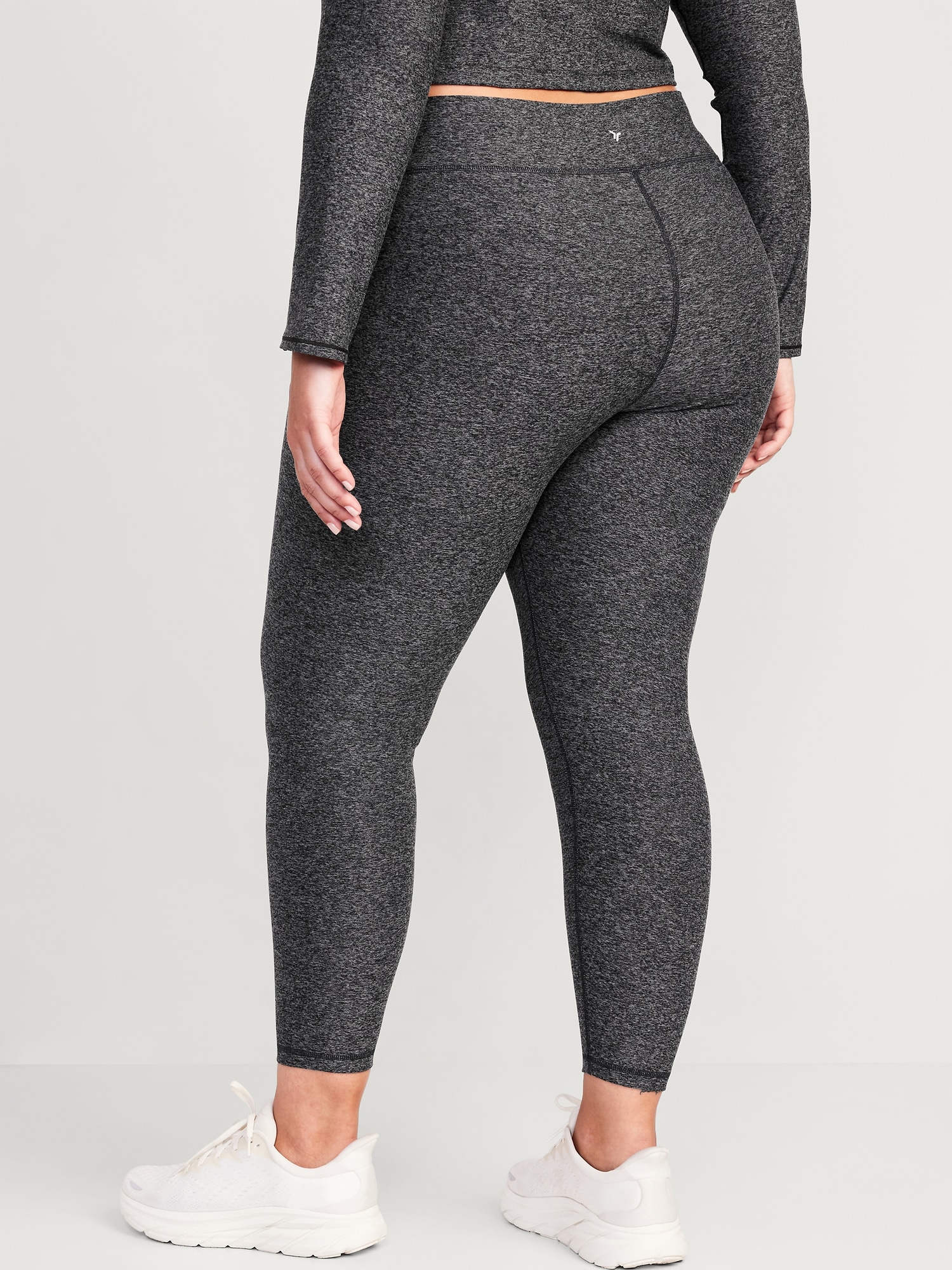 High-Rise Plus-Size 7/8-Length Mesh-Trim Compression Leggings, Old Navy