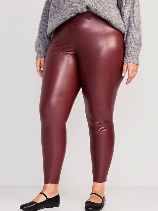 Image number 7 showing, High-Waisted Faux-Leather Leggings for Women