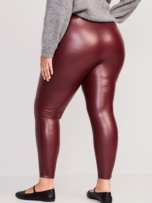 Image number 8 showing, High-Waisted Faux-Leather Leggings for Women