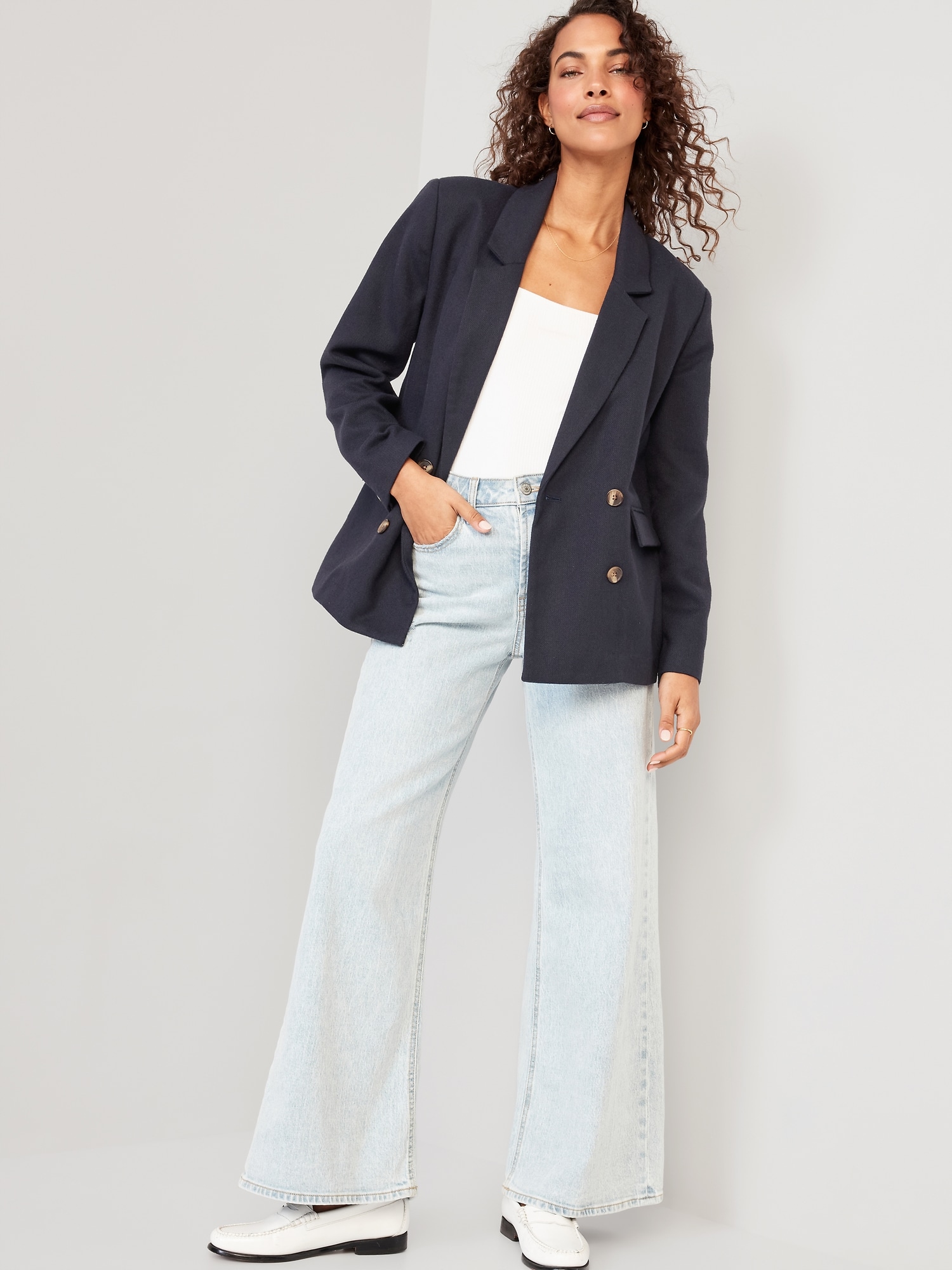 Double-Breasted Textured Blazer for Women | Old Navy