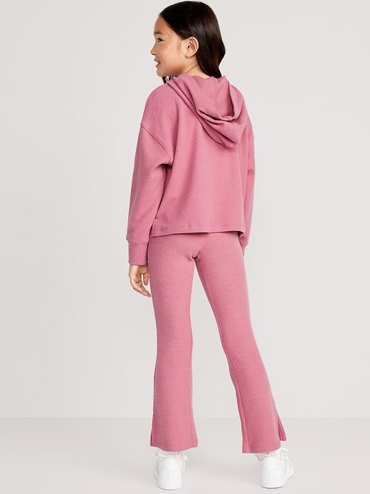 View large product image 2 of 4. Plush Cozy-Knit Hoodie & Side-Slit Flare Pants Set for Girls