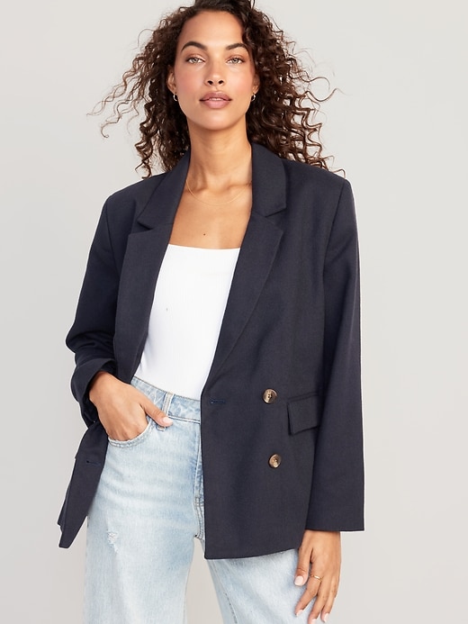 Image number 1 showing, Double-Breasted Textured Blazer