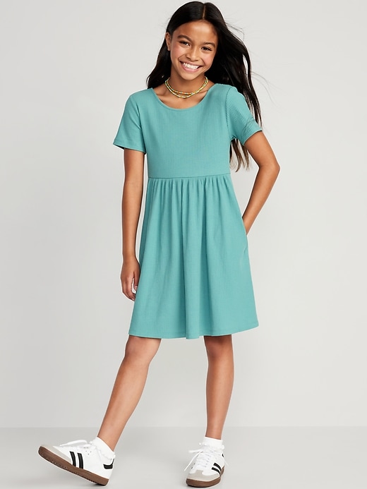 View large product image 1 of 4. Short-Sleeve Rib-Knit Dress for Girls
