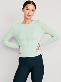 UltraLite Mesh-Sleeve Cropped Top