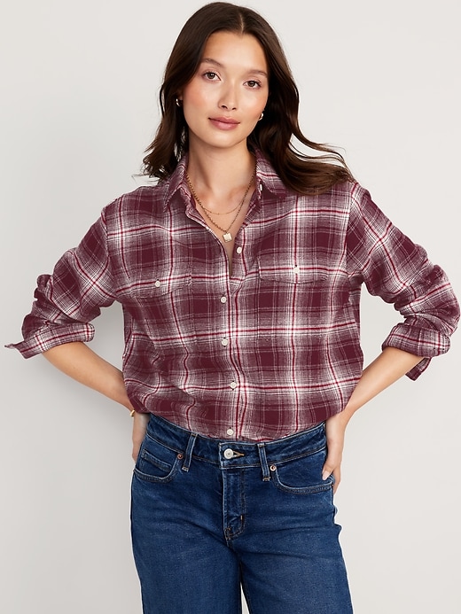 Image number 1 showing, Loose Flannel Boyfriend Shirt