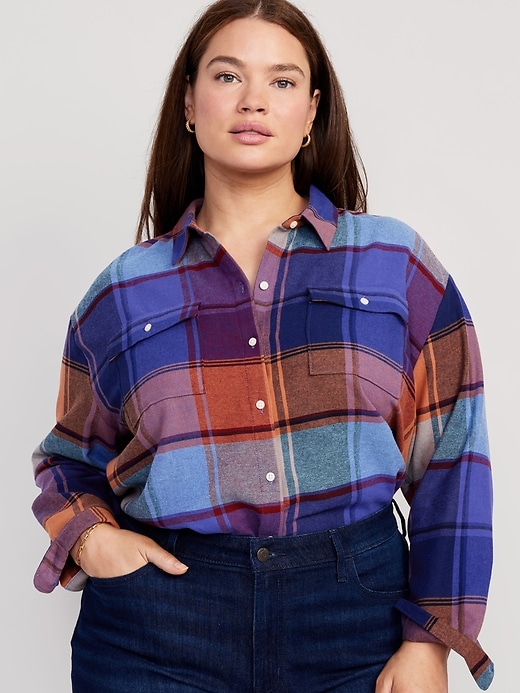 Loose Flannel Boyfriend Shirt | Old Navy