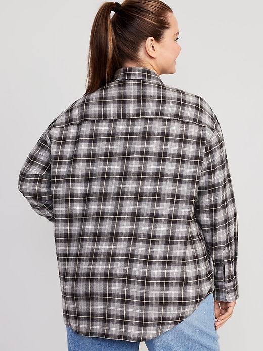 Image number 8 showing, Oversized Flannel Boyfriend Shirt for Women