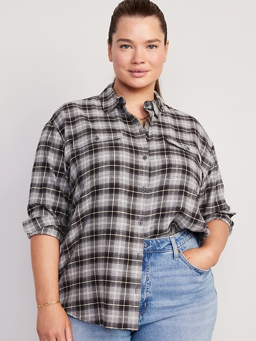 Image number 7 showing, Oversized Flannel Boyfriend Shirt for Women