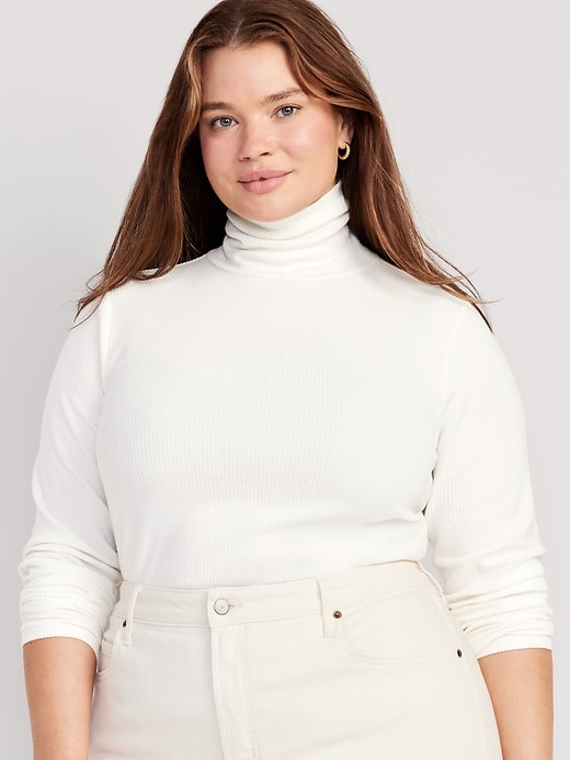 Image number 7 showing, Fitted Plush Rib-Knit Turtleneck