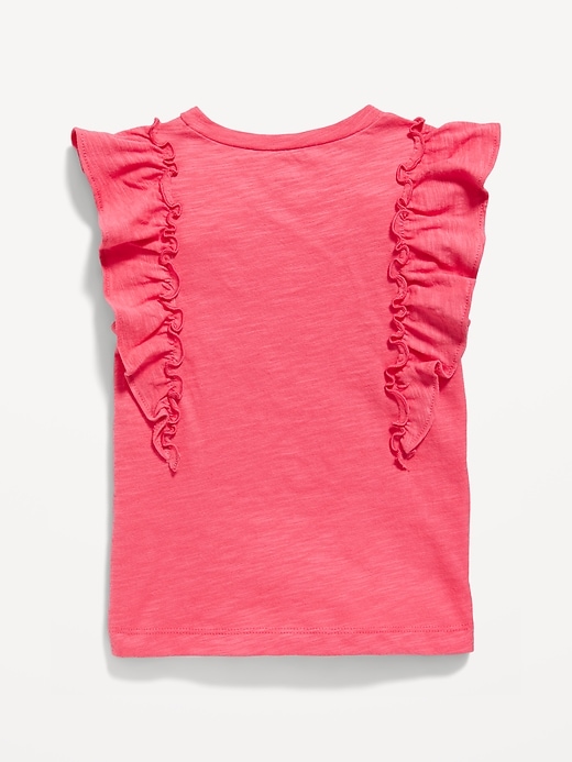 View large product image 2 of 2. Ruffle-Sleeve Slub-Knit Top for Toddler Girls