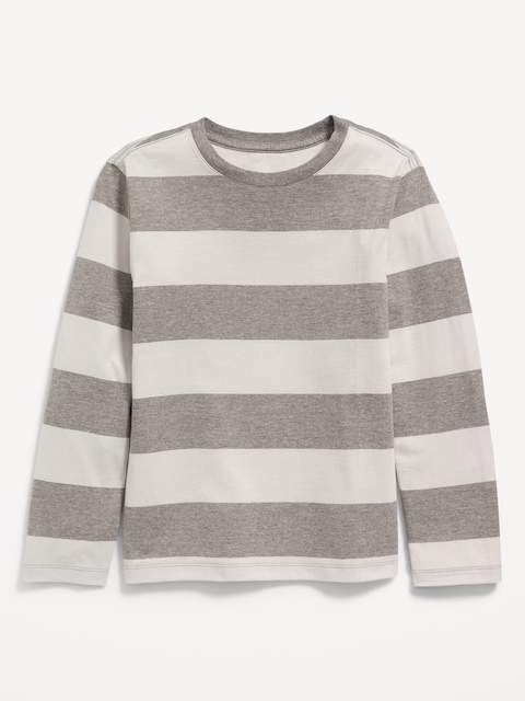 Softest Long-Sleeve Striped T-Shirt for Boys - Gray Stripe