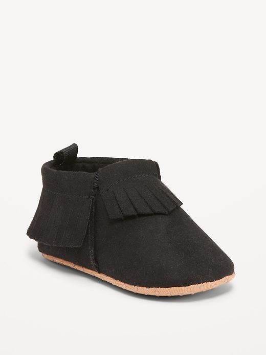 View large product image 1 of 4. Unisex Faux-Suede Moccasin Booties for Baby