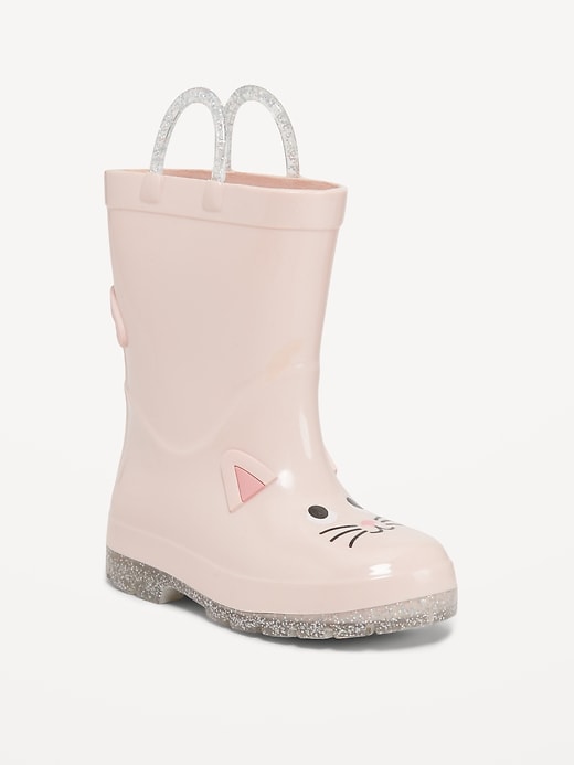 View large product image 1 of 4. Tall Cat-Graphic Rain Boots for Toddler Girls