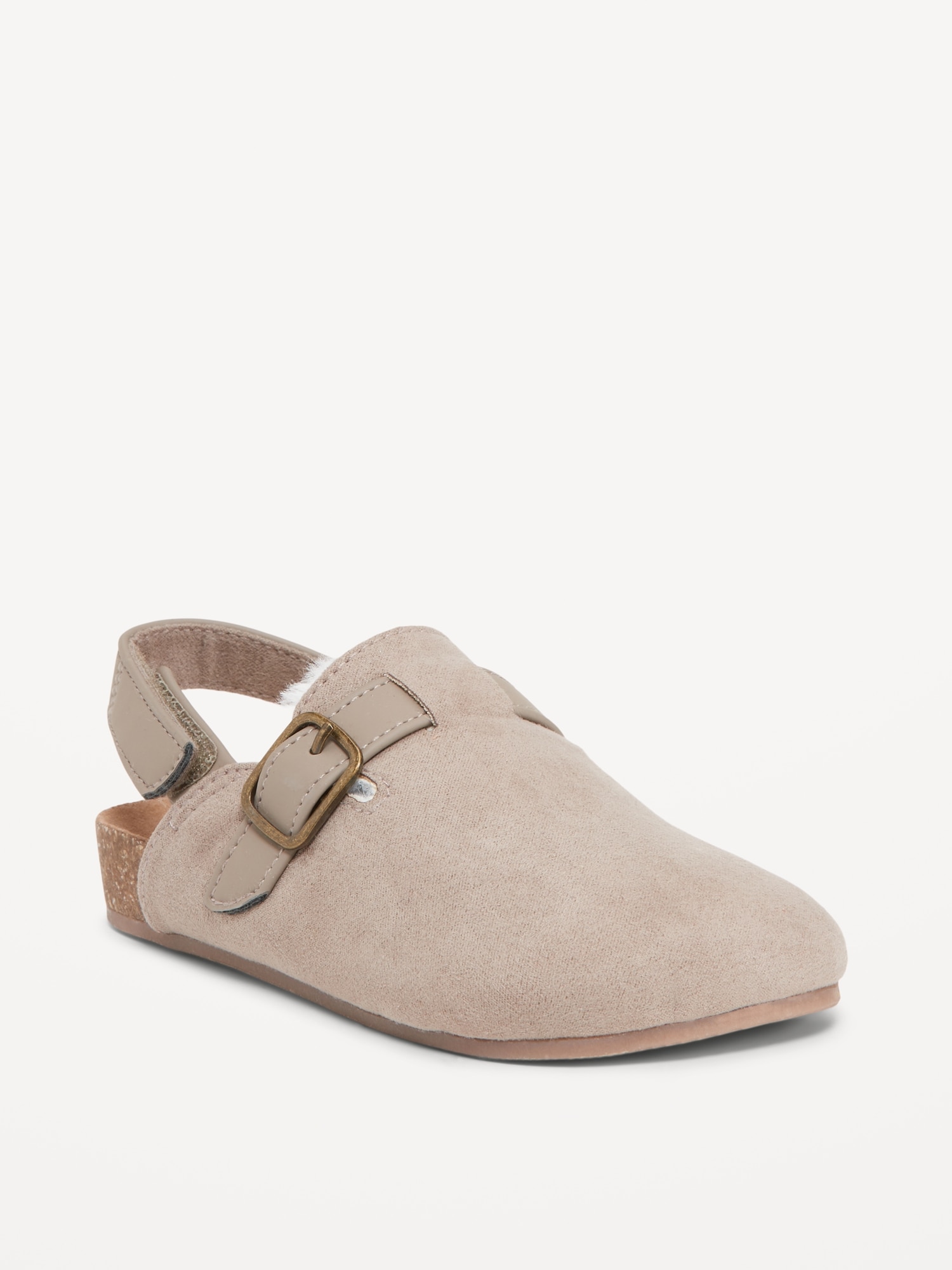 Faux-Suede Faux-Fur-Lined Clog Shoes for Toddler Girls