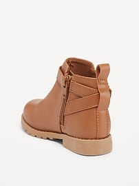 View large product image 3 of 4. Faux-Leather Buckled Side-Zip Bootie for Toddler Girls