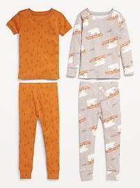 View large product image 3 of 3. Unisex 4-Piece Printed Snug-Fit Pajama Set for Toddler & Baby