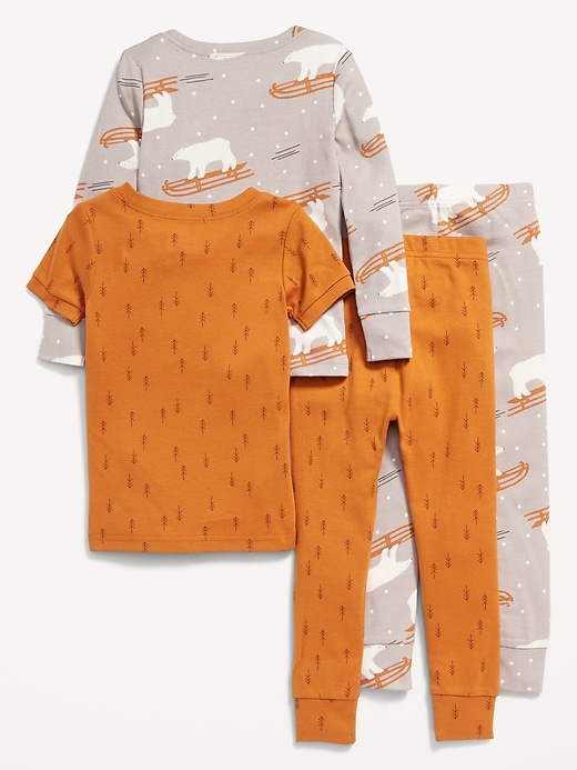 View large product image 2 of 3. Unisex 4-Piece Printed Snug-Fit Pajama Set for Toddler & Baby