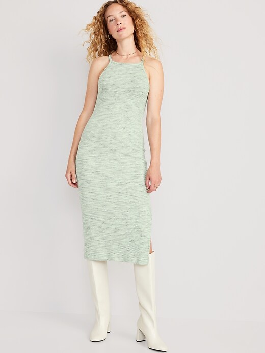 Fitted Sleeveless Rib-Knit Midi Dress | Old Navy