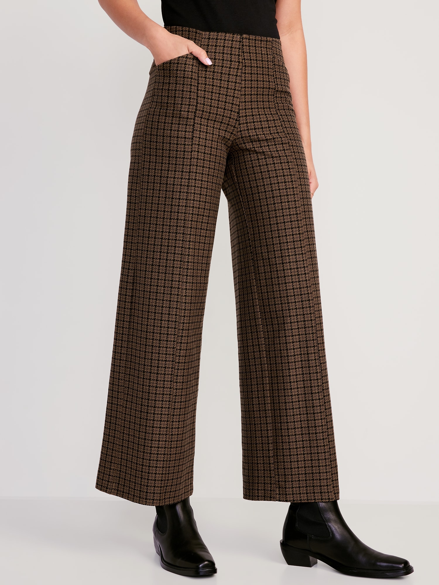 Houndstooth Wide Leg Pants